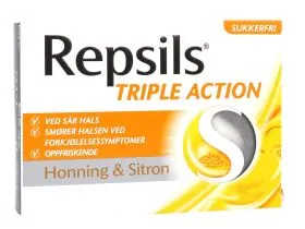 Repsils Triple Action Honning & Sitron halstabletter 24 stk