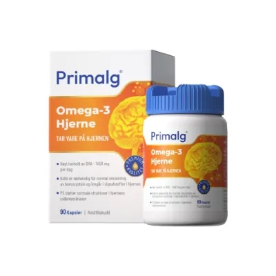 Primalg Omega‑3 Hjerne – 90 kapsler – DHA, kolin og fosfatidylserin