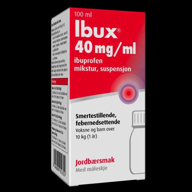 Ibux 40 mg/ml mikstur jordbærsmak 100 ml