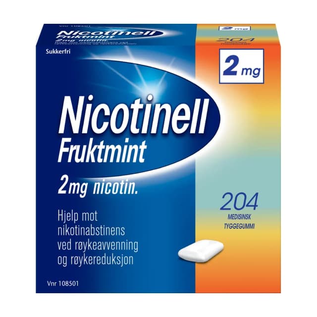 Nicotinell 2 mg tyggegummi, Fruktmint, 204 stk.