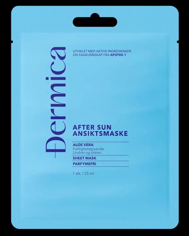 Dermica aftersun ansiktsmaske 1 stk