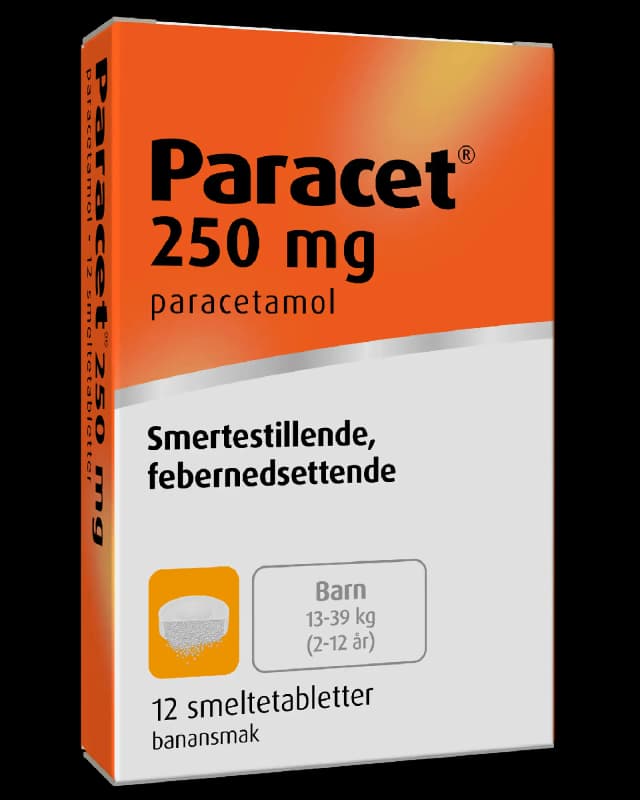 Paracet 250 mg smeltetabletter 12 stk