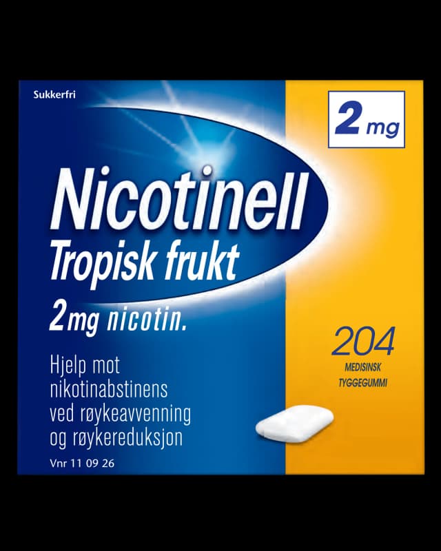 Nicotinell 2 mg tyggegummi tropisk frukt 204 stk