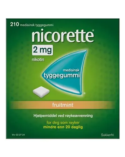 Nicorette 2 mg tyggegummi fruitmint 210 stk