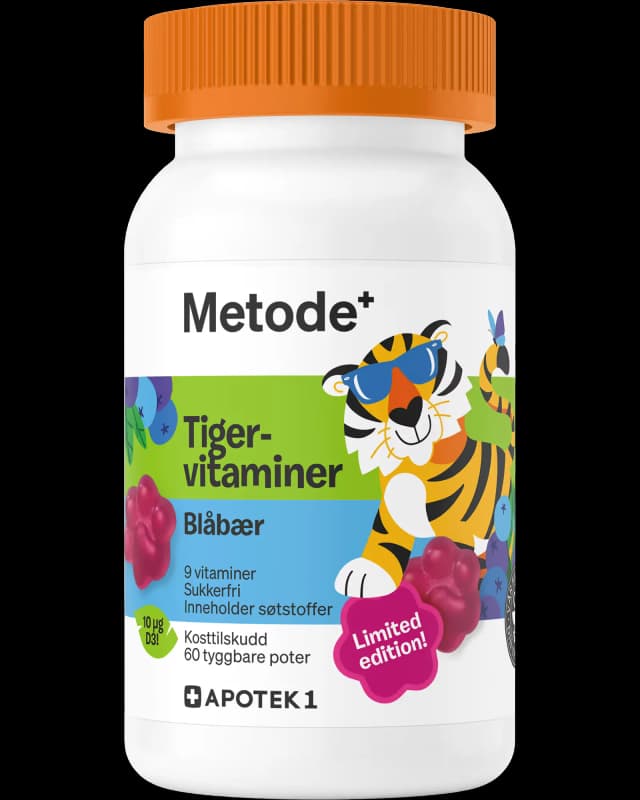 Metode Tigervitaminer tyggbare poter blåbær 60 stk