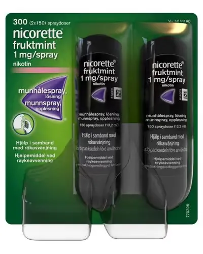 Nicorette 1 mg/dose munnspray fruktmint 2x150 doser